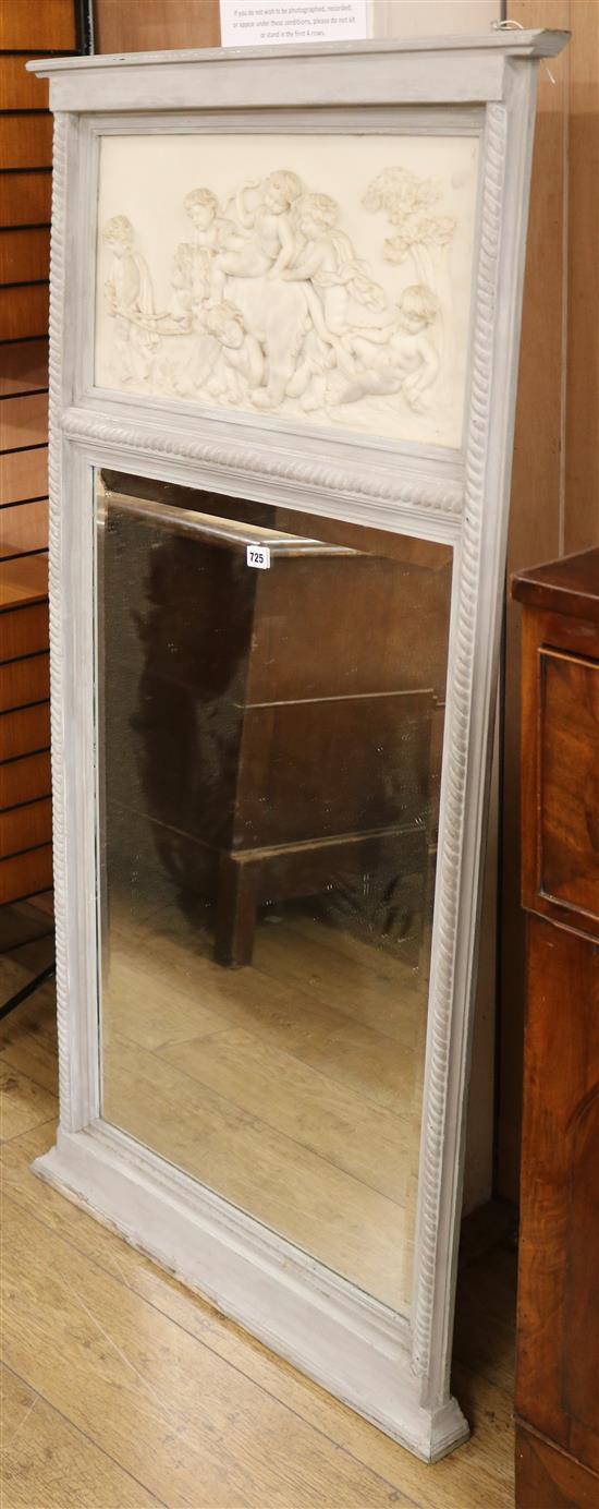 A painted mirror with a plaque W.78cm